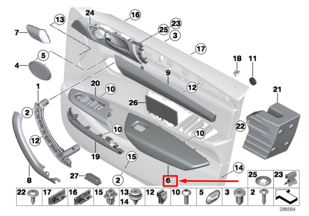 NEW BMW X4 F26 FRONT LEFT DOOR ARMREST 7250825 51417250825 ORIGINAL