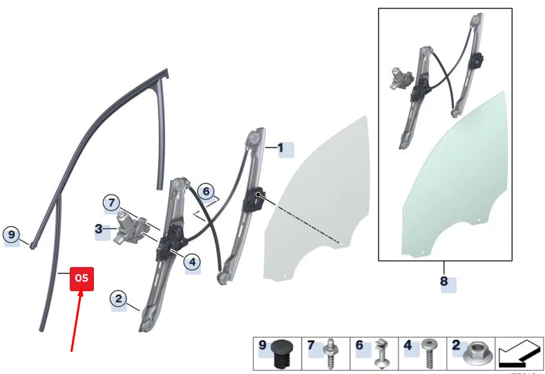 NEW BMW X3 F25 FRONT LEFT DOOR WINDOW GUIDE 51317311261 7311261 ORIGINAL