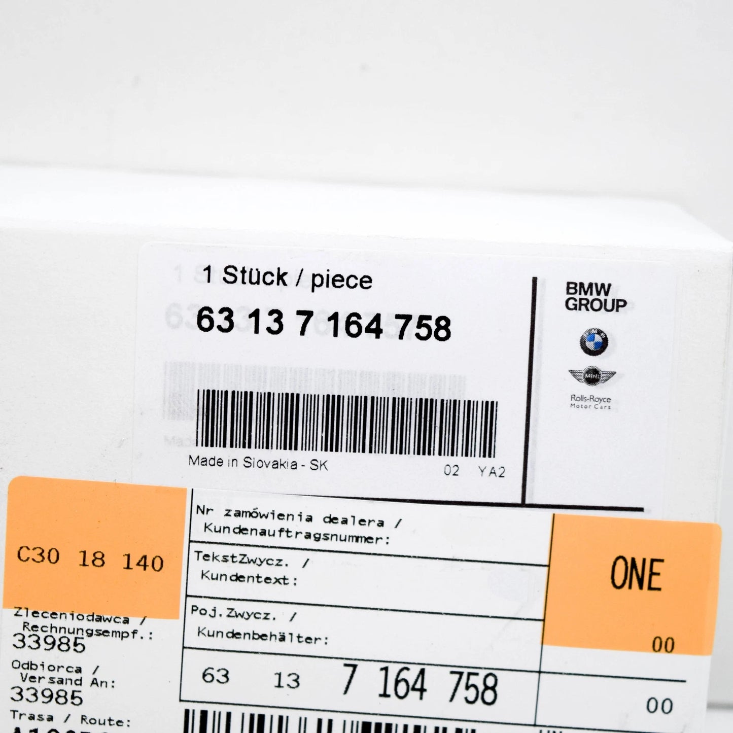 NEW BMW 7 E65 FRONT RIGHT MARKER LIGHT 63137164758 7164758 ORIGINAL