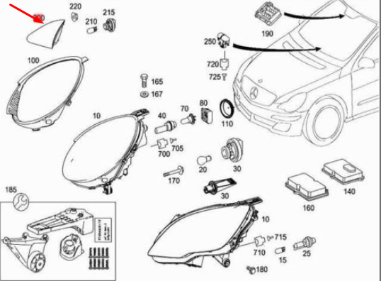 NEW MERCEDES-BENZ R-CLASS W251 FRONT RIGHT POSITION LIGHT LHD A2518201056