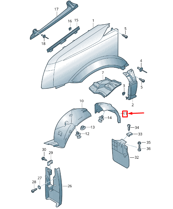 new vw crafter 2f mk1 front right inner fender rear part 2e0863814b original