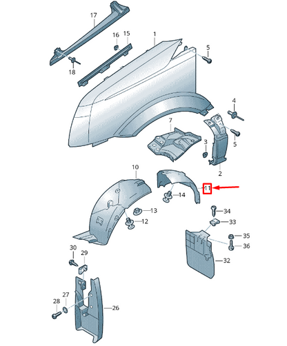 new vw crafter 2f mk1 front right inner fender rear part 2e0863814b original
