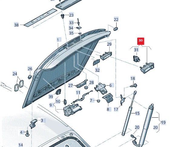 NEW AUDI Q3 F3 REAR TRUNK BOOT PUSHBUTTON ACTUATOR W CAMERA 8W8827566A ORIGINAL