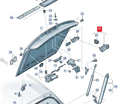NEW AUDI Q3 F3 REAR TRUNK BOOT PUSHBUTTON ACTUATOR W CAMERA 8W8827566A ORIGINAL
