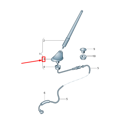 new vw fox 5z antenna base 5u0035501d original
