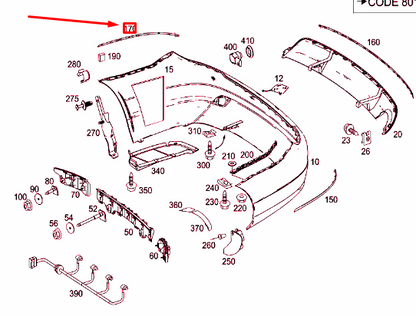 NEW MERCEDES-BENZ C-CLASS W204 REAR BUMPER RIGHT MOLDING A2048851021 ORIGINAL