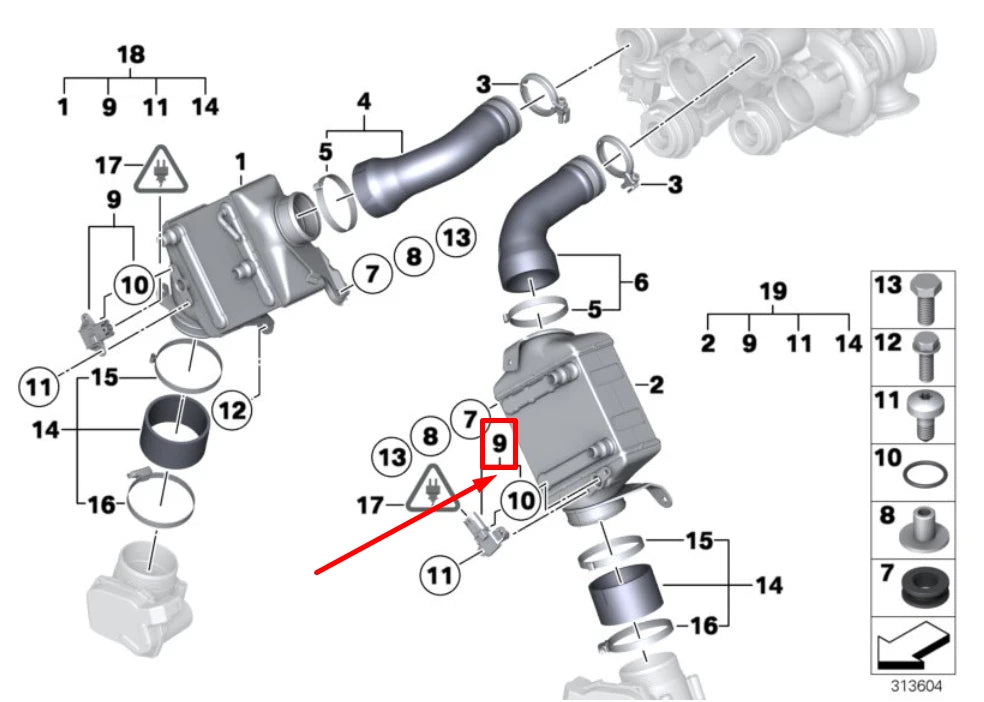 NEW BMW X5 E70 BOOST PRESSURE SENSOR 13627585494 7585494 ORIGINAL
