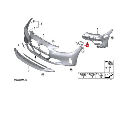 NEW BMW 4 COUPE G22 FRONT LEFT BUMPER COVER GUIDE 51117450397 ORIGINAL