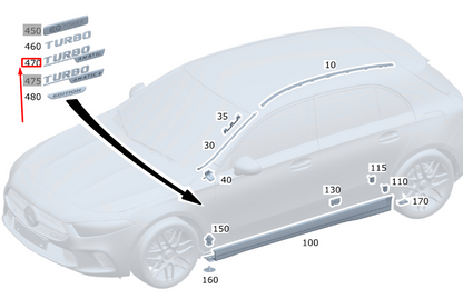 new mercedes-benz gla h247 amg front wing right badge a1778177800 original