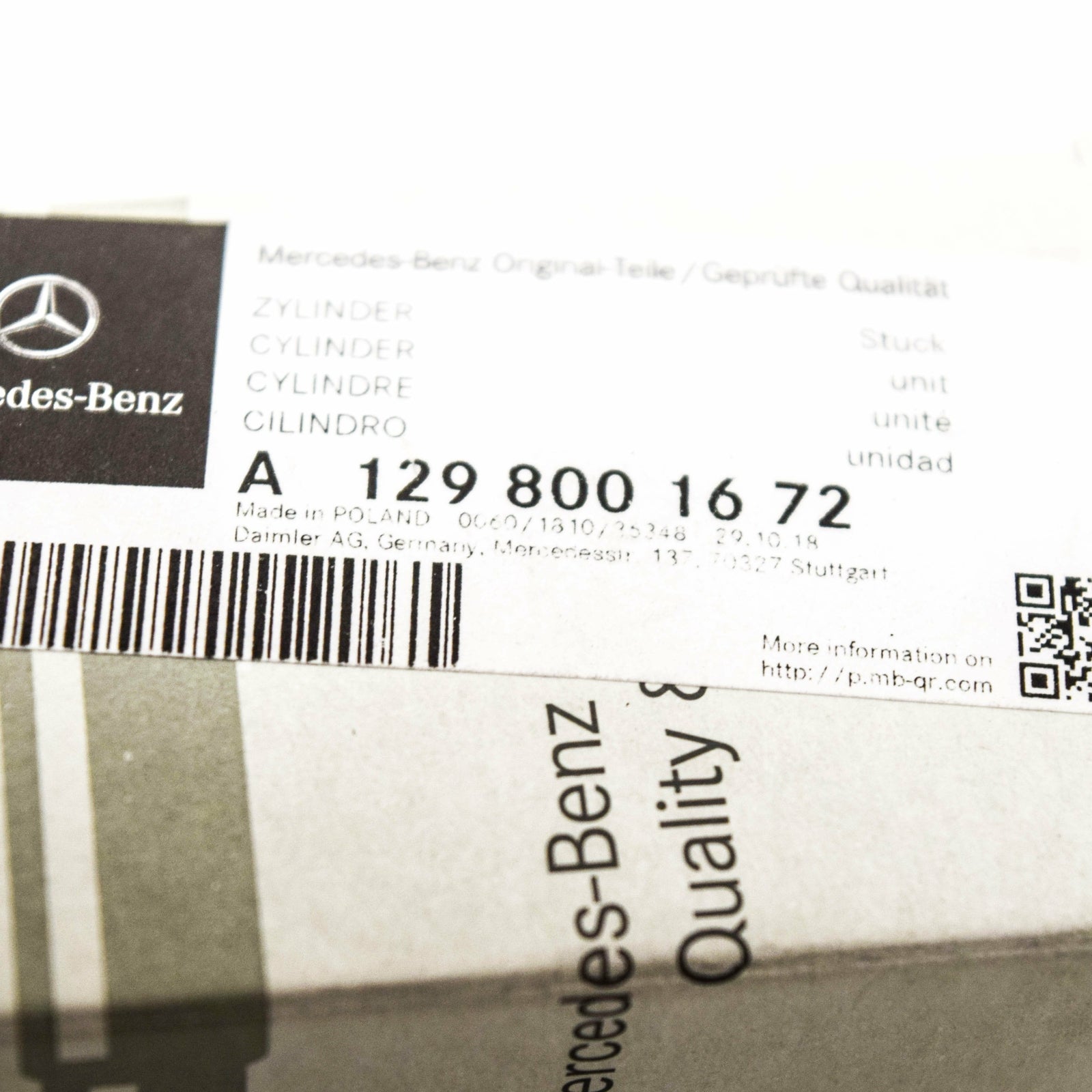 NEW MB SL R129 CONVERTIBLE TOP LATCH ACTUATOR CYLINDER A1298001672 ORIGINAL