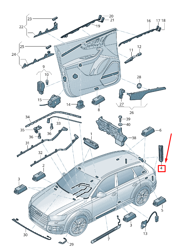 NEW AUDI Q7 4M REAR TRUNK INTERIOR LIGHTING 4M0947169DS2 4M0947169 DS2 ORIGINAL