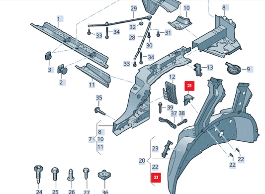 new audi q8 4mn rear wheel housing bottom bracket 4m6810783b original