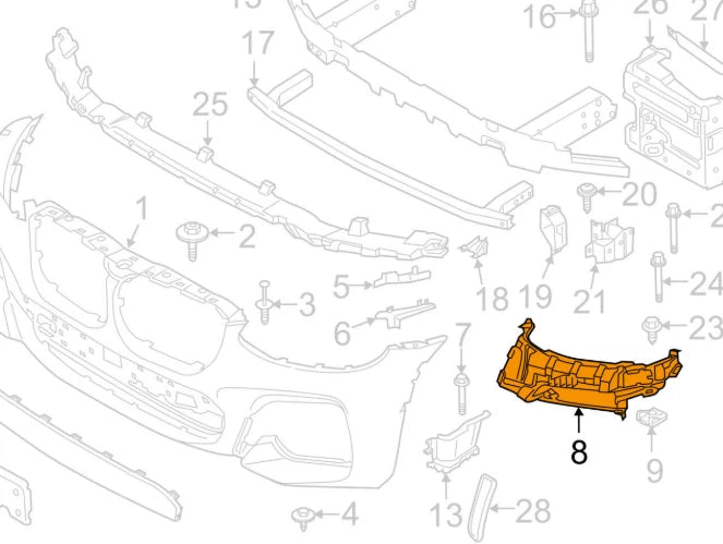 NEW BMW X3 G01 FRONT BUMPER RIGHT FOG LAMP BRACKET 51118064596 ORIGINAL