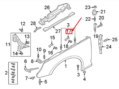 NEW AUDI A4 B9 FRONT FENDER REAR BRACKET 8W0821471 ORIGINAL