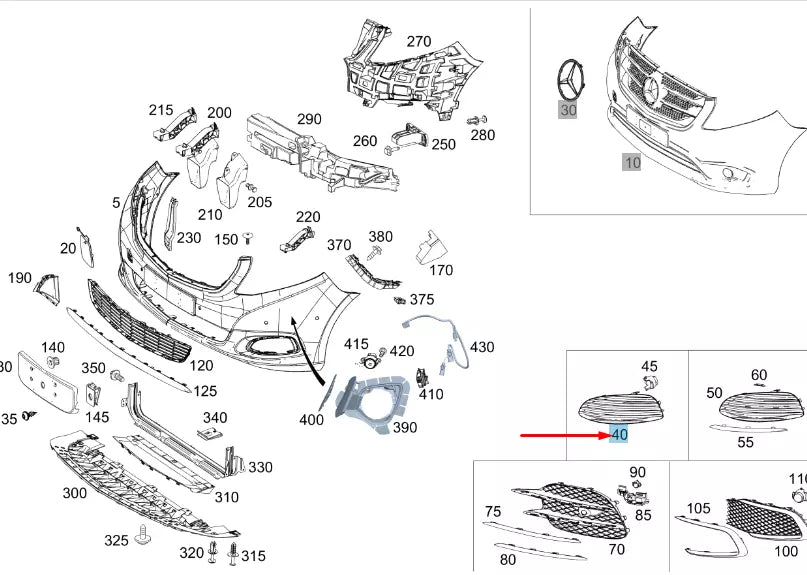 NEW MERCEDES-BENZ VITO W447 FRONT LEFT BUMPER COVER TRIM A44788400749051