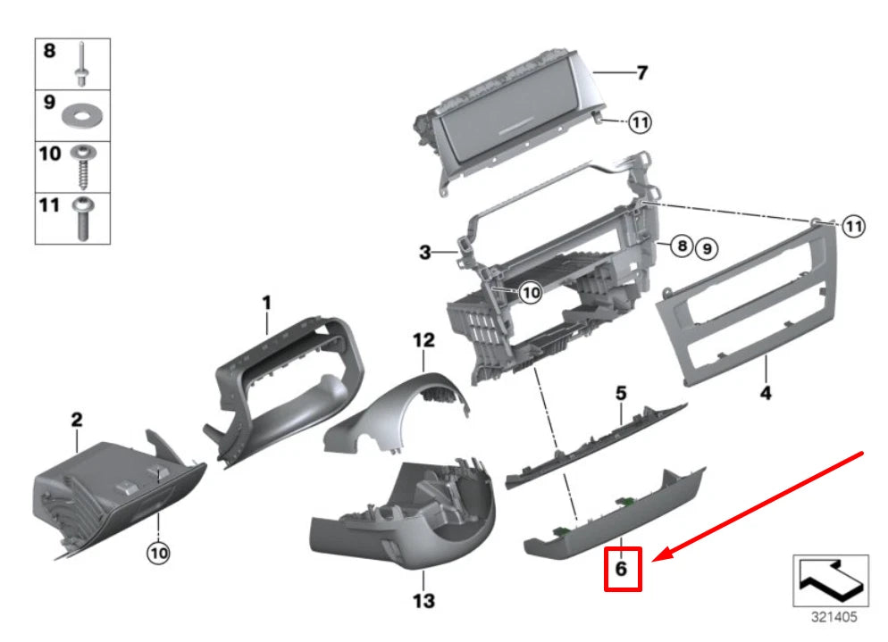 NEW BMW X3 F25 LOWER CENTER CONSOLE TRIM 51459201670 9201670 ORIGINAL