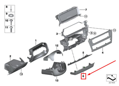 NEW BMW X3 F25 LOWER CENTER CONSOLE TRIM 51459201670 9201670 ORIGINAL