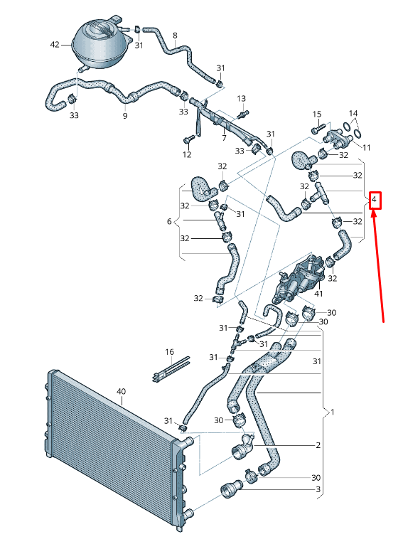 new vw ameo coolant hose with quick release coupling 6c0122073m original