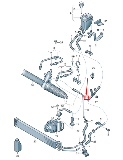 new vw touareg 7p power steering return pipe 7p6422890d original