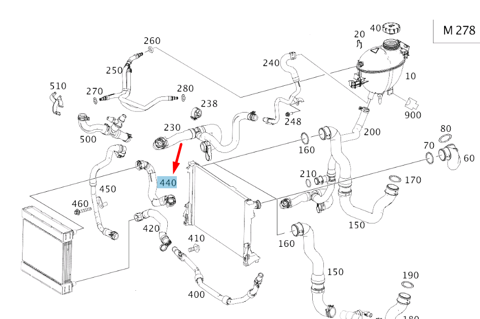 new mercedes-benz cls c218 upper radiator coolant hose a2185011782 original
