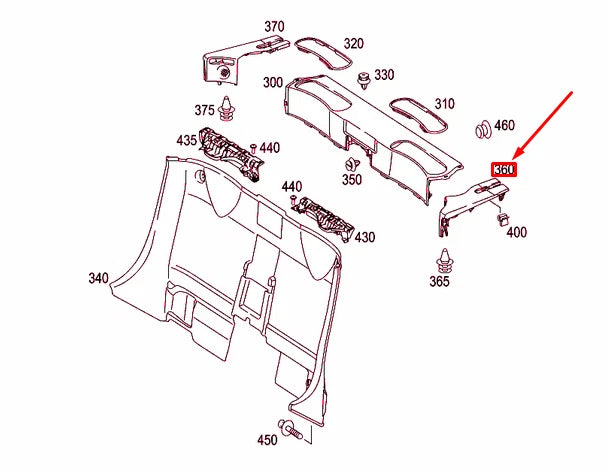 NEW MERCEDES-BENZ SLK R171 LEFT TO B-PILLAR TRIM COVER A17169023259051 ORIGINAL