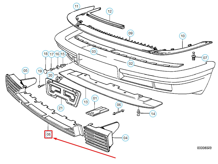 NEW BMW 7 E32 FRONT BUMPER CENTER GRILL GRID 51111928276 1928276 ORIGINAL