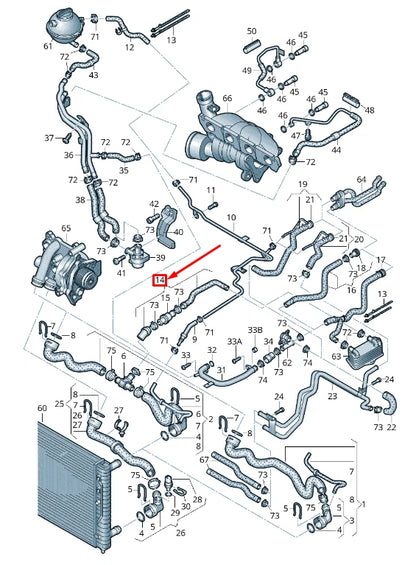 NEW VW EOS 1F COOLANT HOSE WITH QUICK RELEASE COUPLING 1K0122101KT ORIGINAL