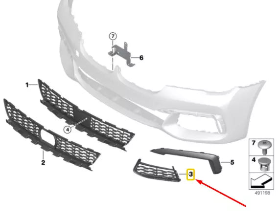 NEW BMW 7 G11 FRONT BUMPER M LEFT AIR INTAKE GRILLE 51118092157 ORIGINAL