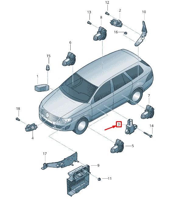 NEW VW GOLF VI VARIANT AJ5 MK6 REAR RIGHT IMPACT SENSOR 1KM955557 ORIGINAL