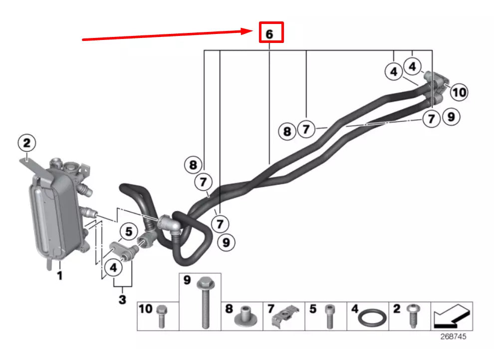 NEW BMW 5 F10 AUTOMATIC TRANSMISSION OIL COOLER TUBE 7619743 17227619743