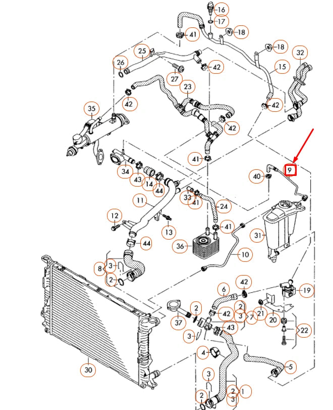 NEW AUDI A4 B8 EXPANSION TANK COOLANT HOSE 8K0121081P ORIGINAL