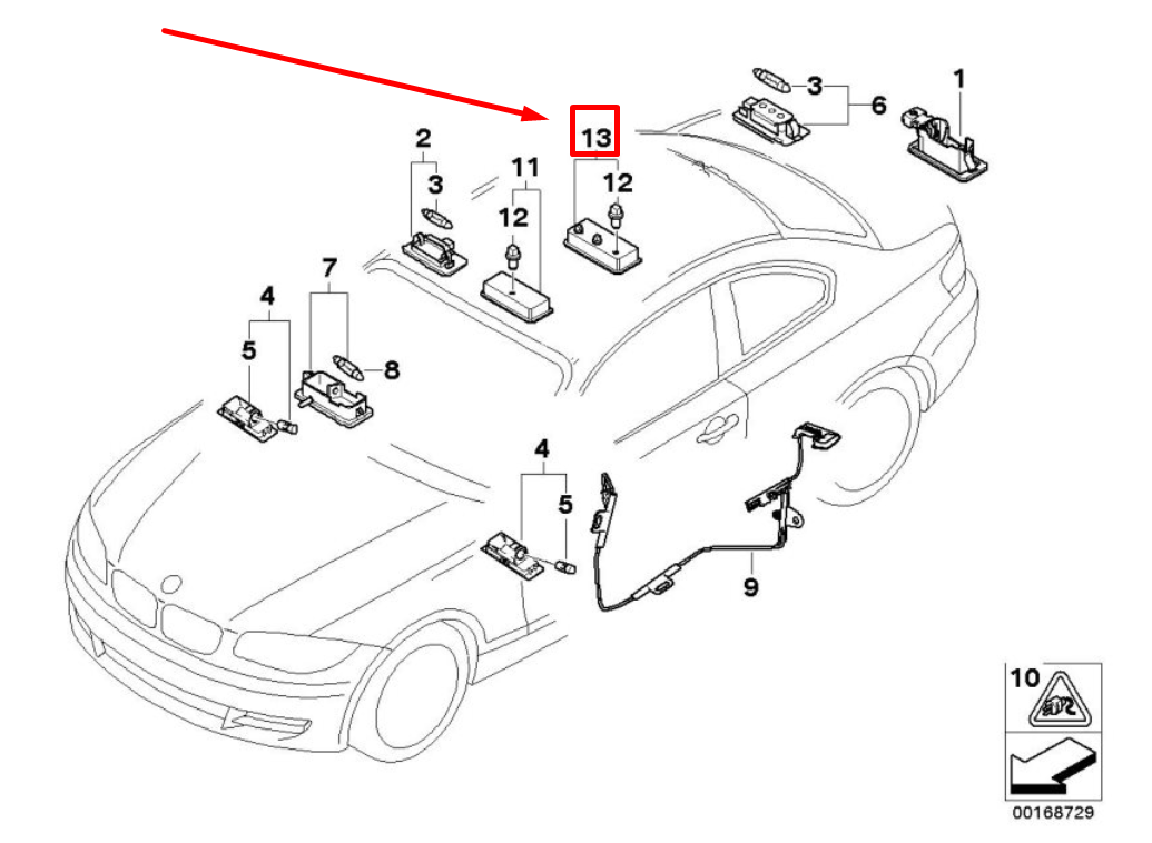 new bmw 3 coupe e92 rear interior reading light 61319201628 9201628 original