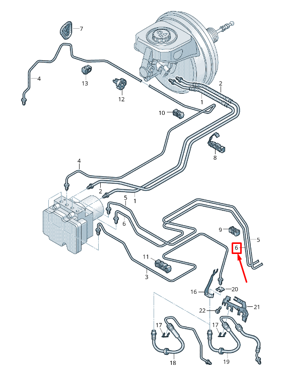 new audi a4 b9 brake pipe from hydraulics to brake hose 8w0614726aa original