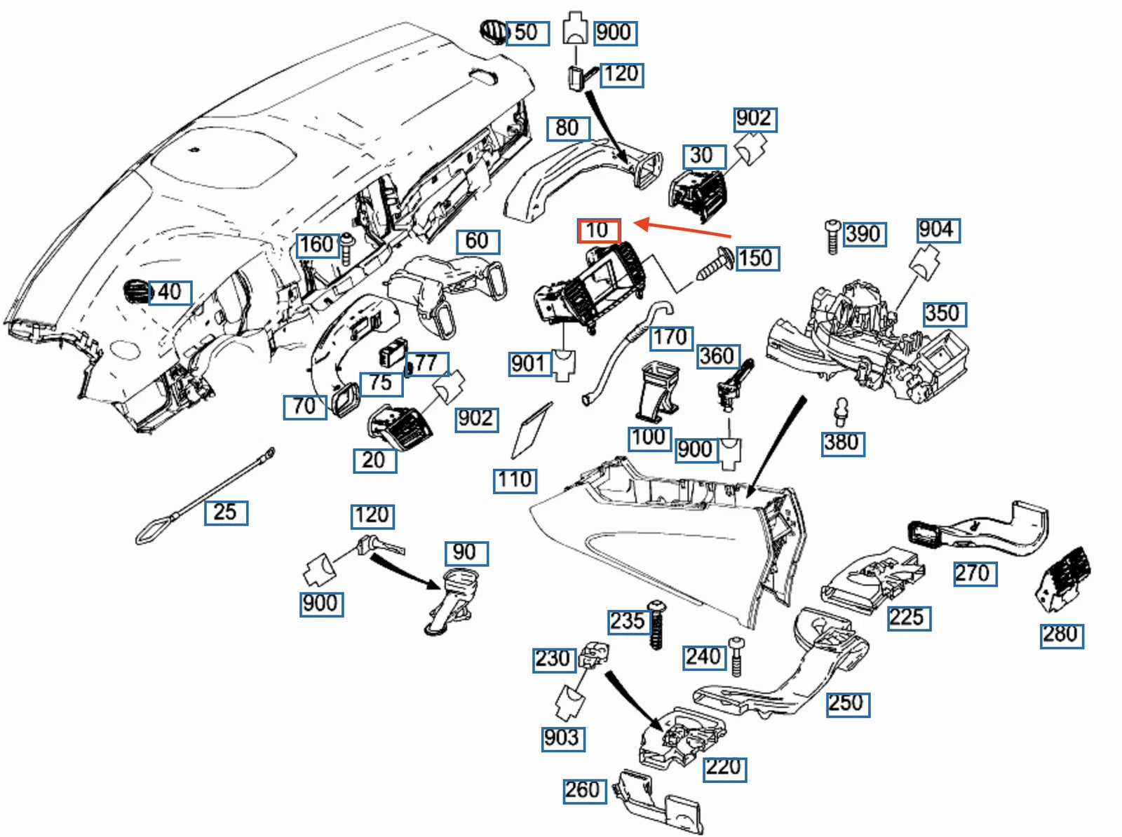 NEW MERCEDES-BENZ GL X166 DASHBOARD CENTER AIR VENT A16683063012A17 ORIGINAL