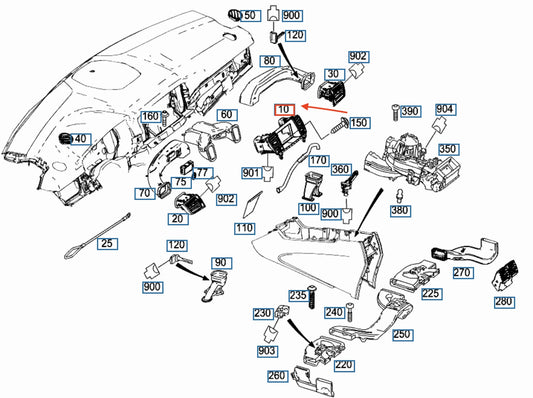 NEW MERCEDES-BENZ GL X166 DASHBOARD CENTER AIR VENT A16683063012A17 ORIGINAL