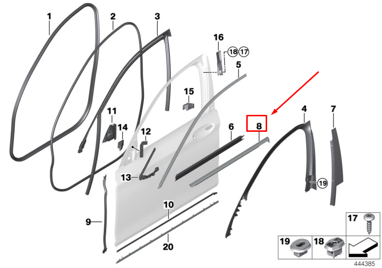 new bmw 7 g11 outer front right door weatherstrip 51337397866 original