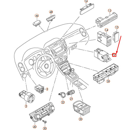 NEW VW TIGUAN 5N MK1 HAZARD WARNING PUSH BUTTON 5N0953509A1QB ORIGINAL