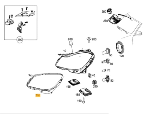 NEW MERCEDES BENZ C CLASS W204 HEADLIGHT SEALING GASKET LEFT A2048260058