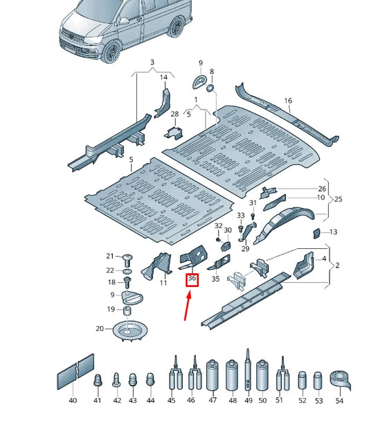 NEW VW TRANSPORTER VI T6 RIGHT LOWER C-PILLAR REINFORCEMENT 7H3803894