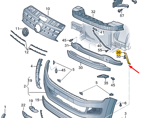 NEW VOLKSWAGEN AMAROK MK2 FRONT RIGHT BUMPER SUPPORT 2H6805698A 2022 ORIGINAL
