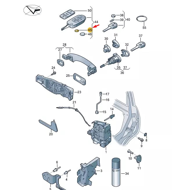 NEW VW TRANSPORTER VI T6 MAIN KEY VW EMBLEM 3C0837891A ORIGINAL