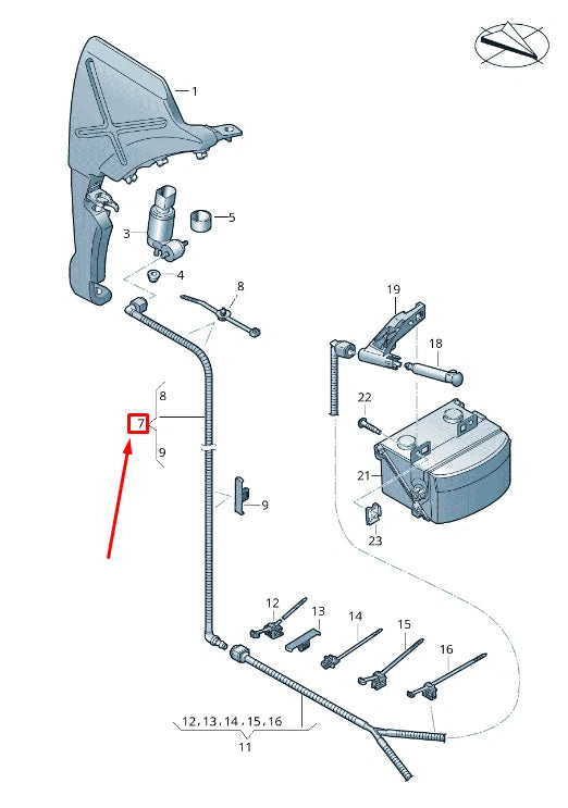 NEW AUDI A8 4N WASHER SYSTEM CORRUGATED PIPE 4N0955673A
