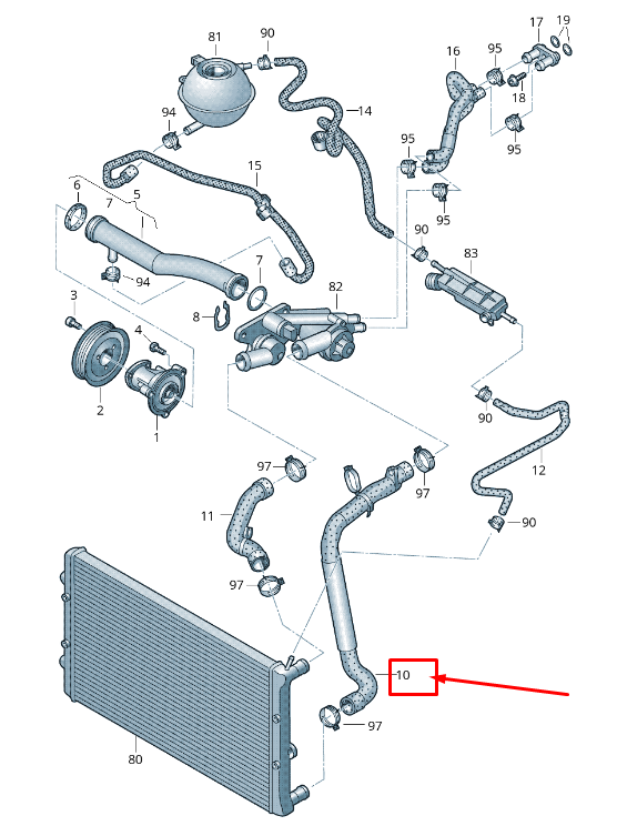 new skoda rapid nh engine coolant pipe 6r0122051s original