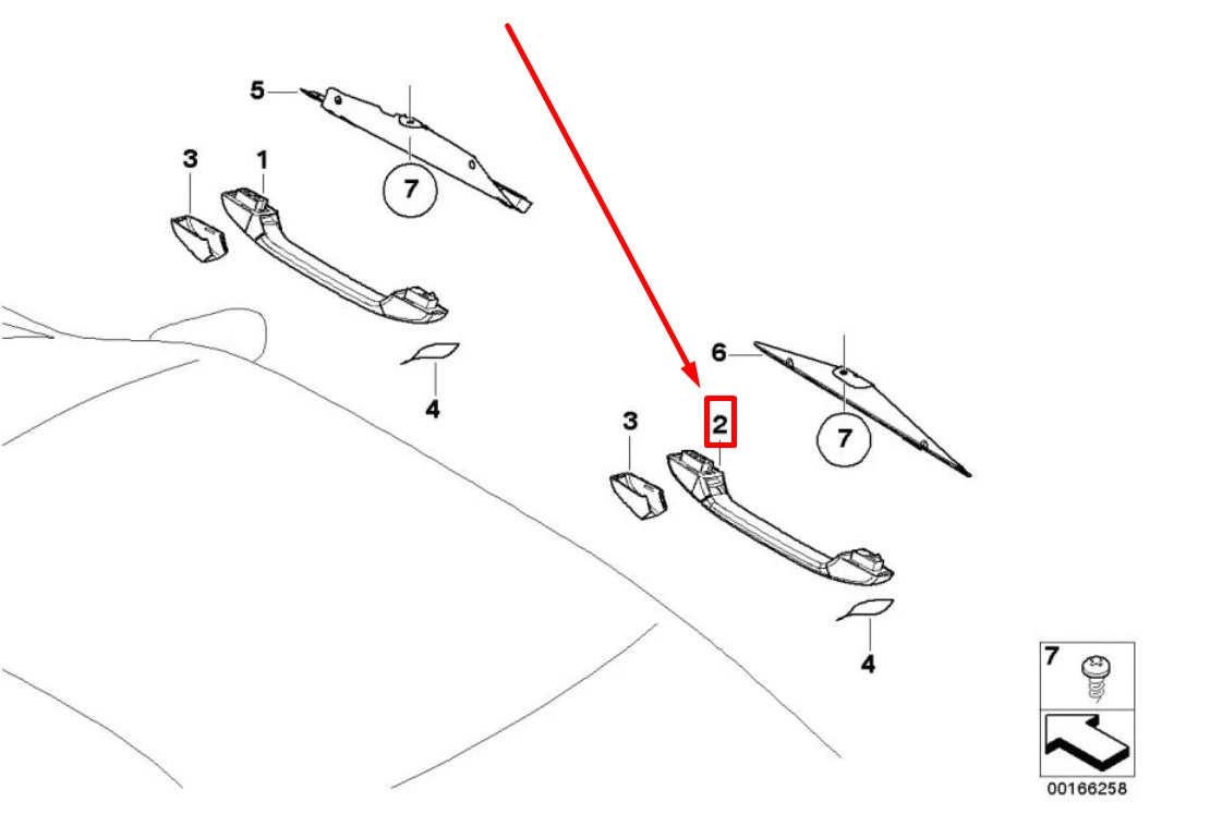 NEW BMW 3 E46 REAR LEFT ROOF HANDLE 8231325 51168231325 ORIGINAL