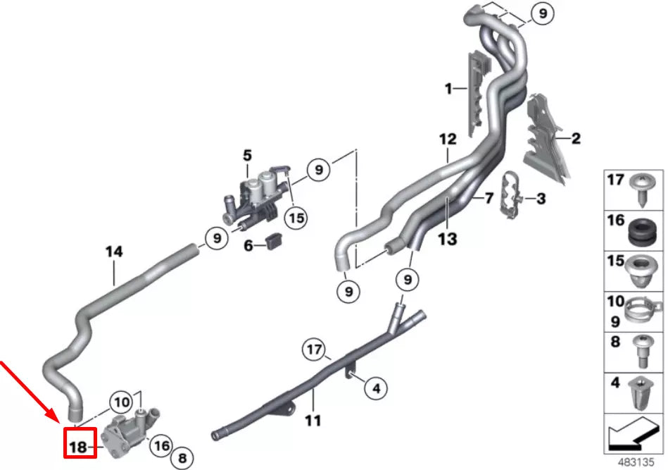 NEW BMW 6 GRAN COUPE F06 AUXILIARY WATER PUMP 64119230237 9230237 ORIGINAL