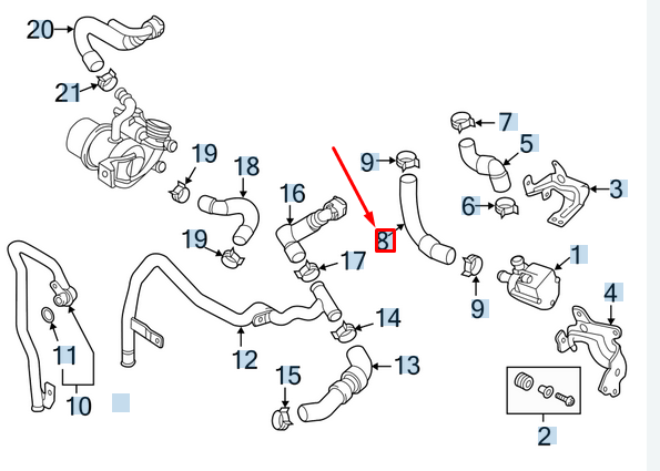 NEW VOLKSWAGEN BEETLE A5 ENGINE COOLANT HOSE 5Q0122073CM ORIGINAL