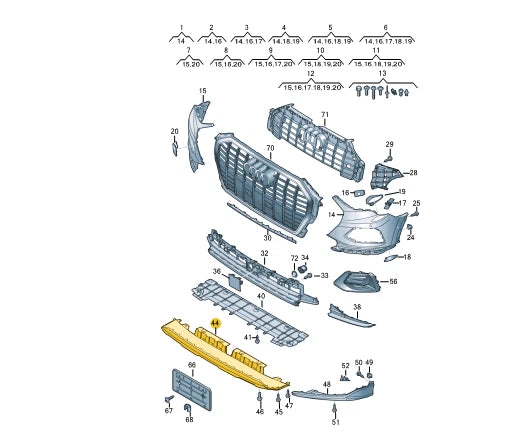 NEW AUDI Q3 F3 SPORTBACK FRONT BUMPER UNDERRUN BAR 83A807733AIX3 ORIGINAL