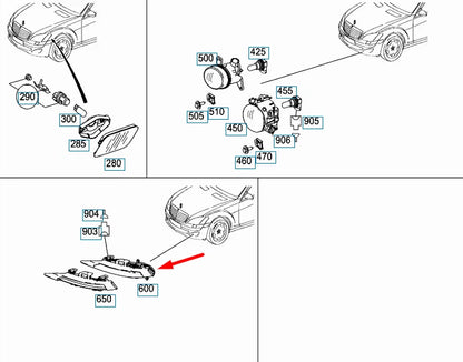 NEW MERCEDES-BENZ S-CLASS W221 FRONT RIGHT DRL FOG LIGHT A2218201456