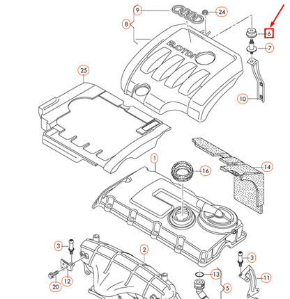 new audi a3 8p engine cover grommet 038103638k original