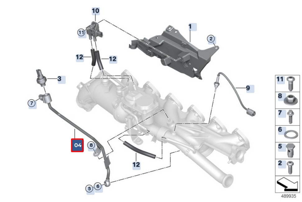 new bmw x6 g06 exhaust-gas pressure pipe 13628571783 original